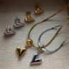 Pakkedeal - Heart halskjede & studs